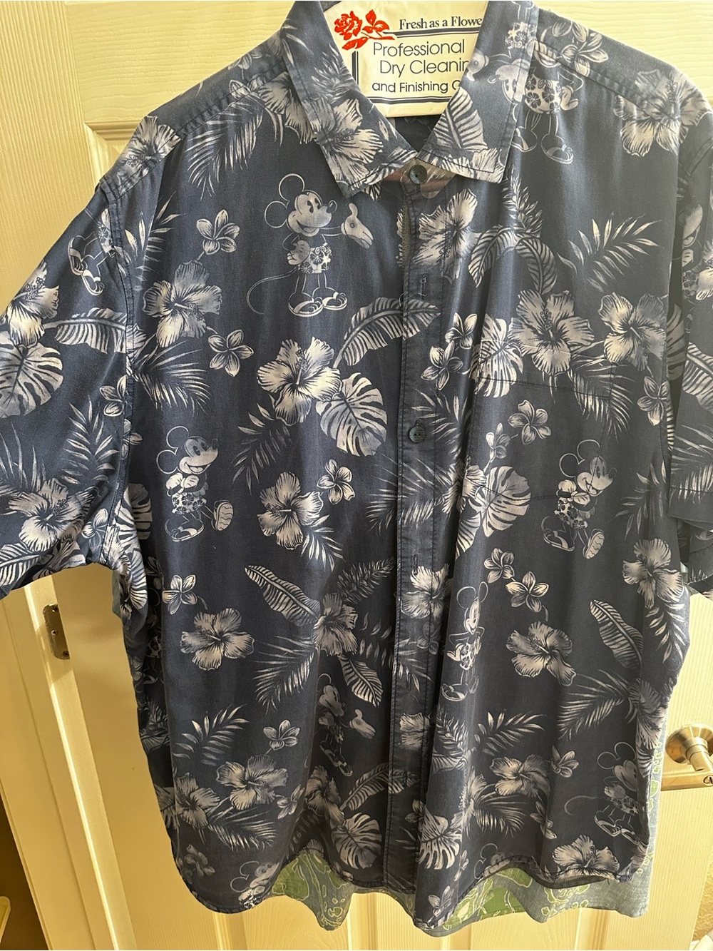 Tommy Bahama Navy Blue Hawaiian Mickey Mouse Print Button-Down Shirt